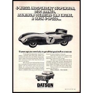 1971 Datsun 2 Door Roadster Concept Car Vintage Print Ad Nissan Wall Art Drawing